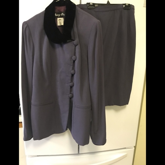 SUNNY CHOI Vintage Blazer Jacket Pencil Skirt Suite Velvet Classic Formal - Picture 4 of 7